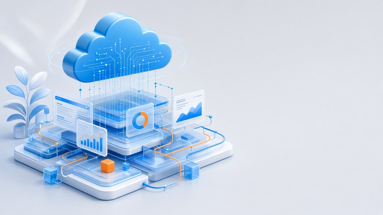 Microsoft solutions — cloud architecture, automation panels, and enterprise digital transformation